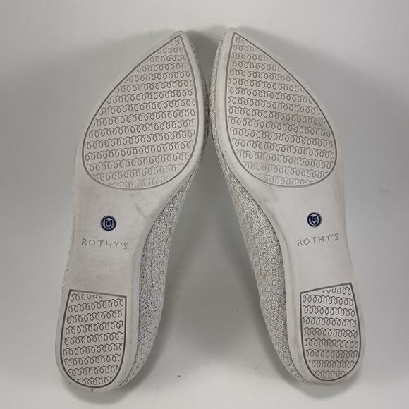 Rothy’s The Point Pointed Toe Flats Womens Size 5.5 White Salt Honeycomb Rothys - Picture 7 of 9